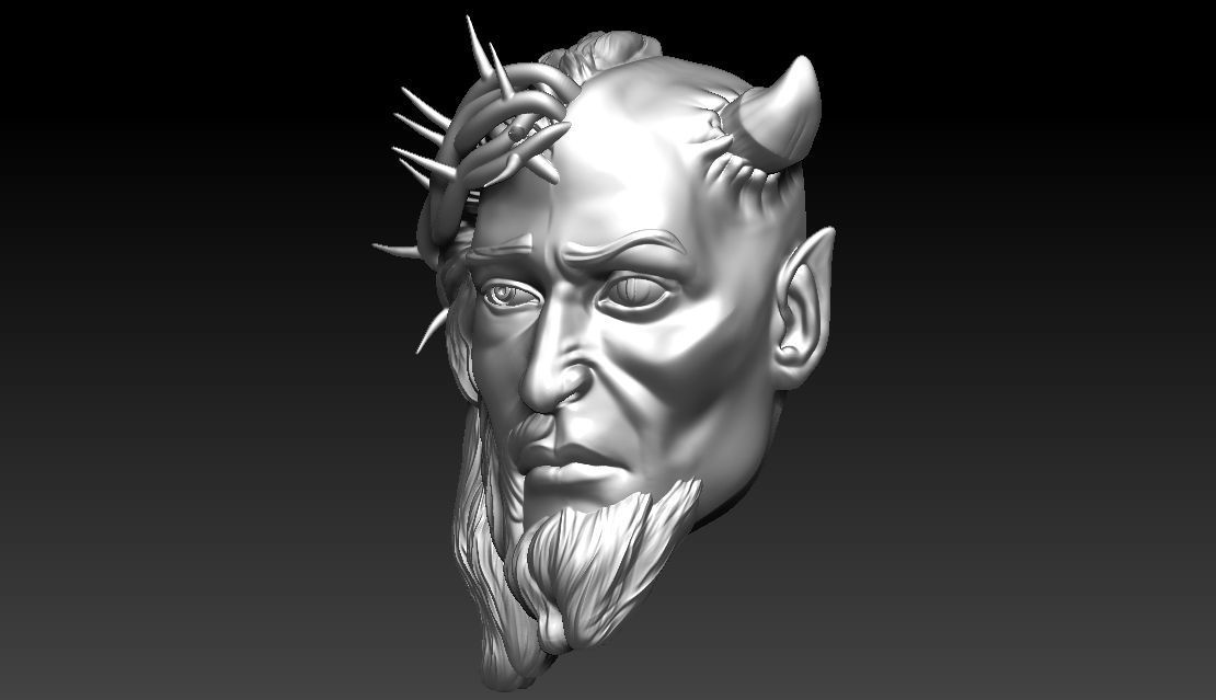 Jesus Satan Pendant 3D print model_2
