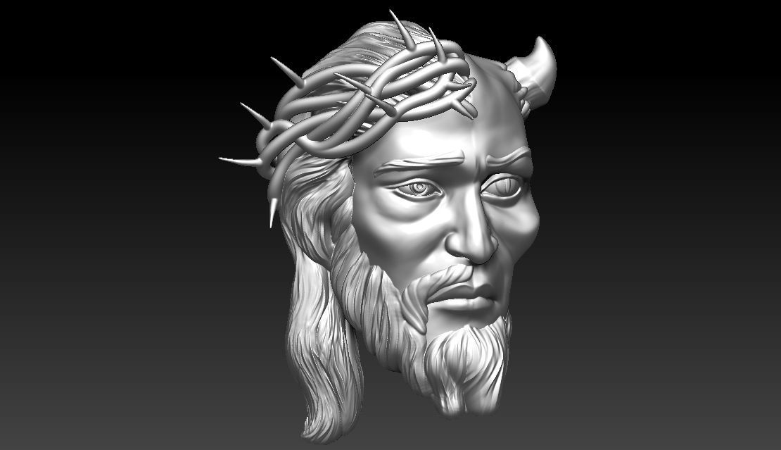Jesus Satan Pendant 3D print model_3