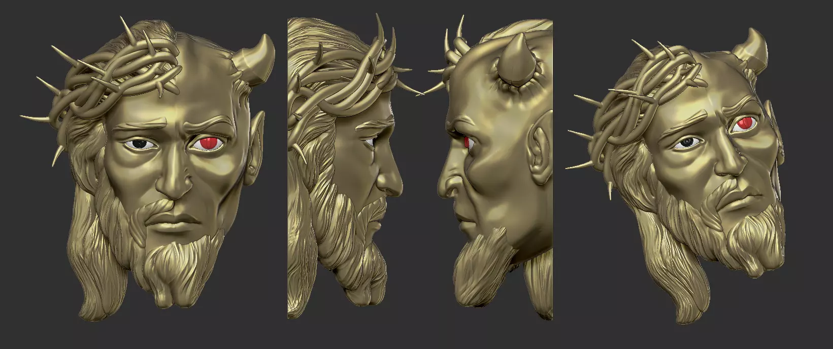 Jesus Satan Pendant 3D print model_0