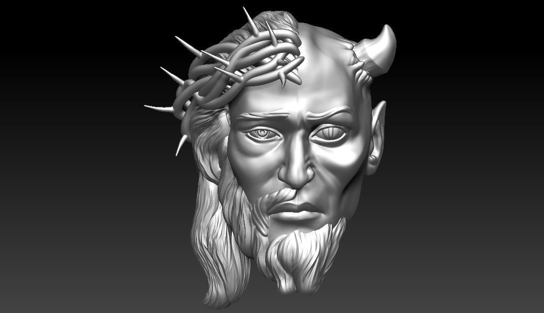 Jesus Satan Pendant 3D print model_1