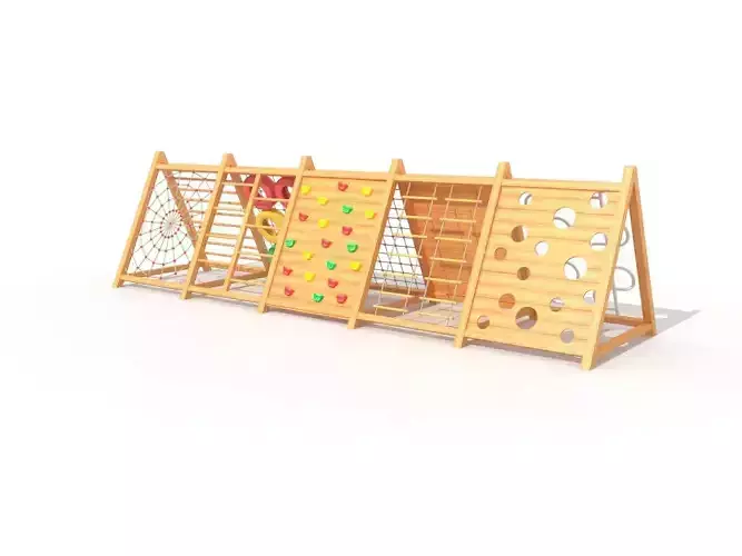 wooden climbing frame playground