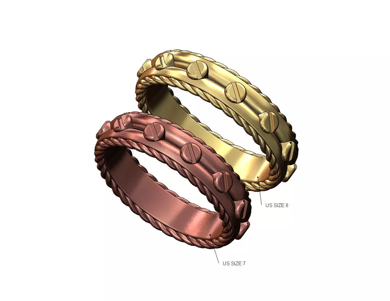 Split screw head side braided band US sizes 7 8 3D print model