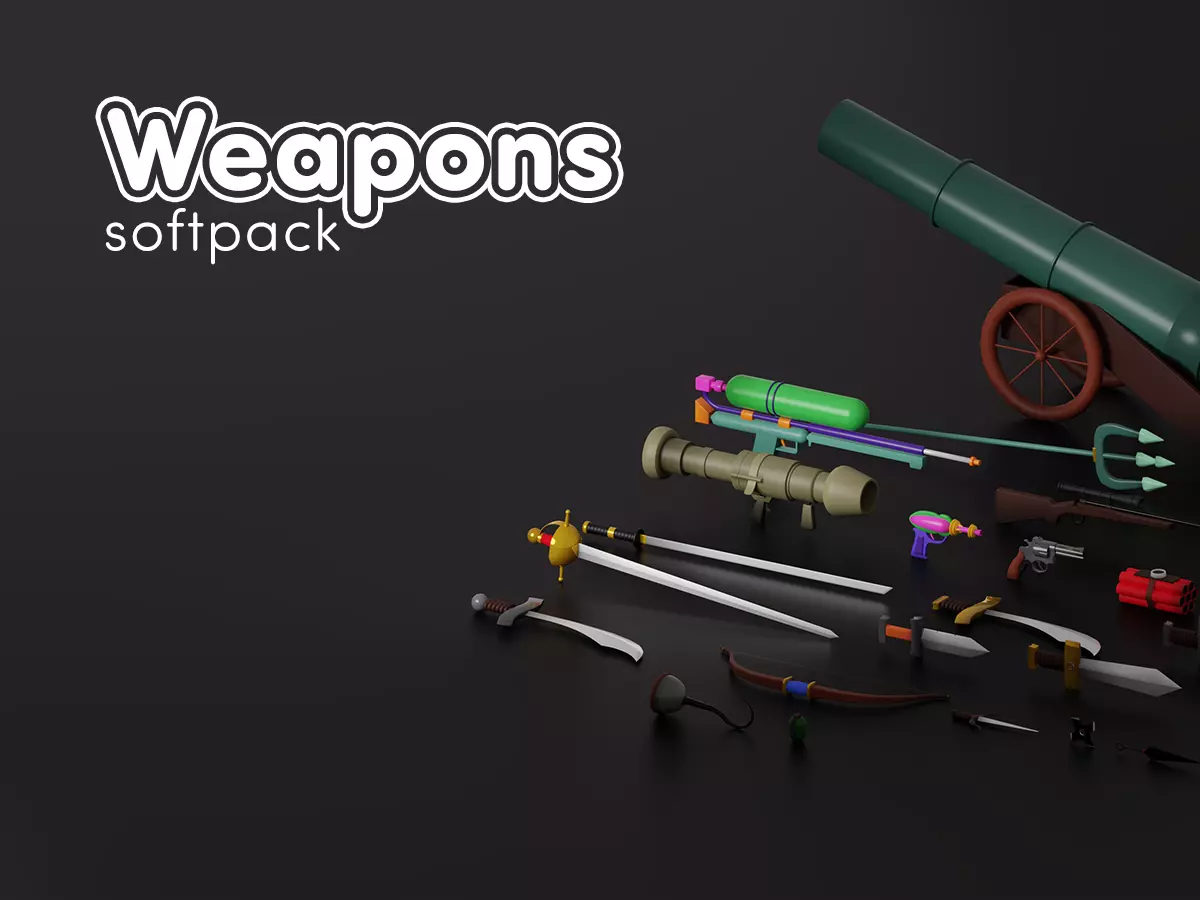 Weapon Props Softpack Low-poly 3D model_0