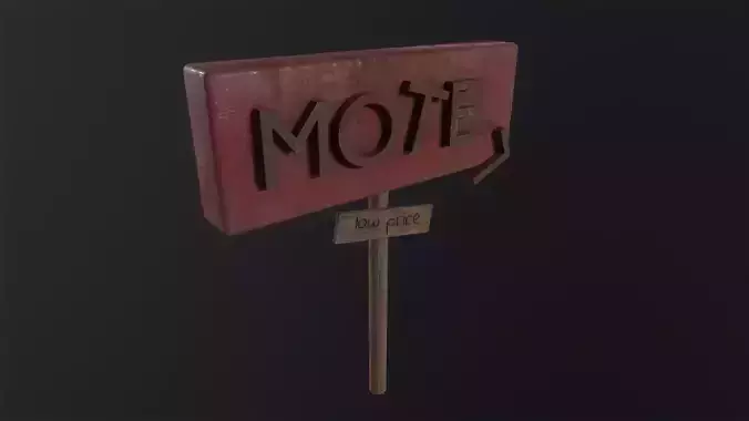 Motelsign Post Apocalypse 3D Model Low-poly 3D model