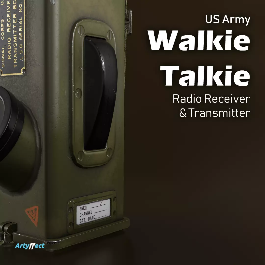 WW2 Army Radio Walkie Talkie Game-ready Textured Low-poly 3D model_0