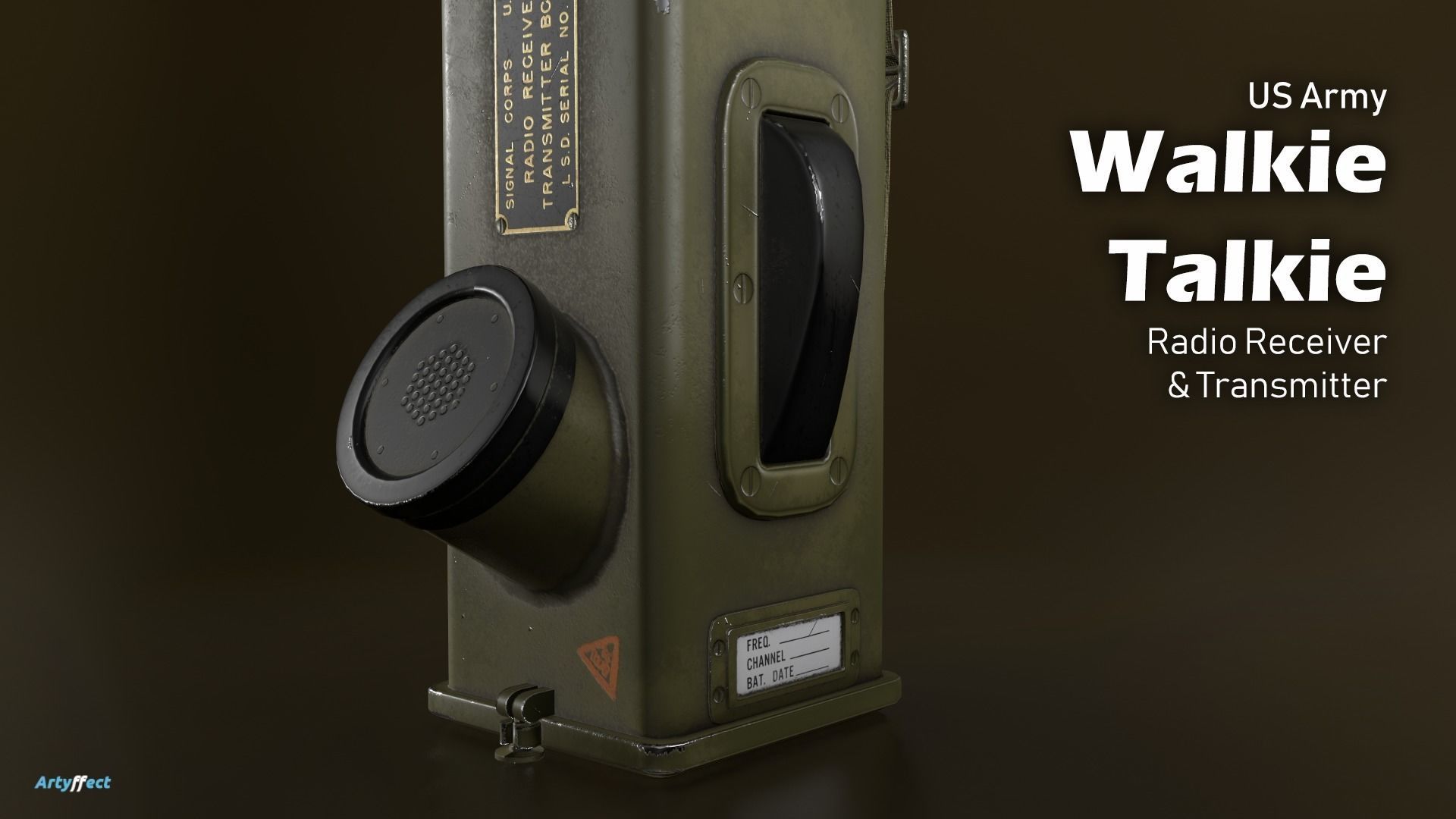 WW2 Army Radio Walkie Talkie Game-ready Textured Low-poly 3D model_1