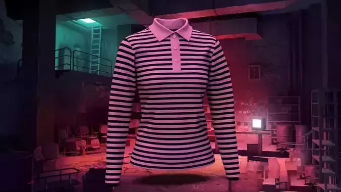 Women Long Sleeve Polo Tee Shirt 