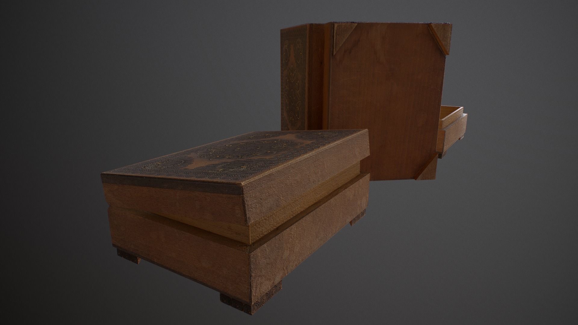 Old Books and Boxes Low-poly 3D model_14