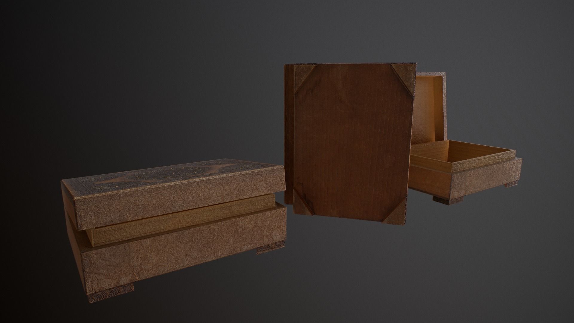 Old Books and Boxes Low-poly 3D model_12