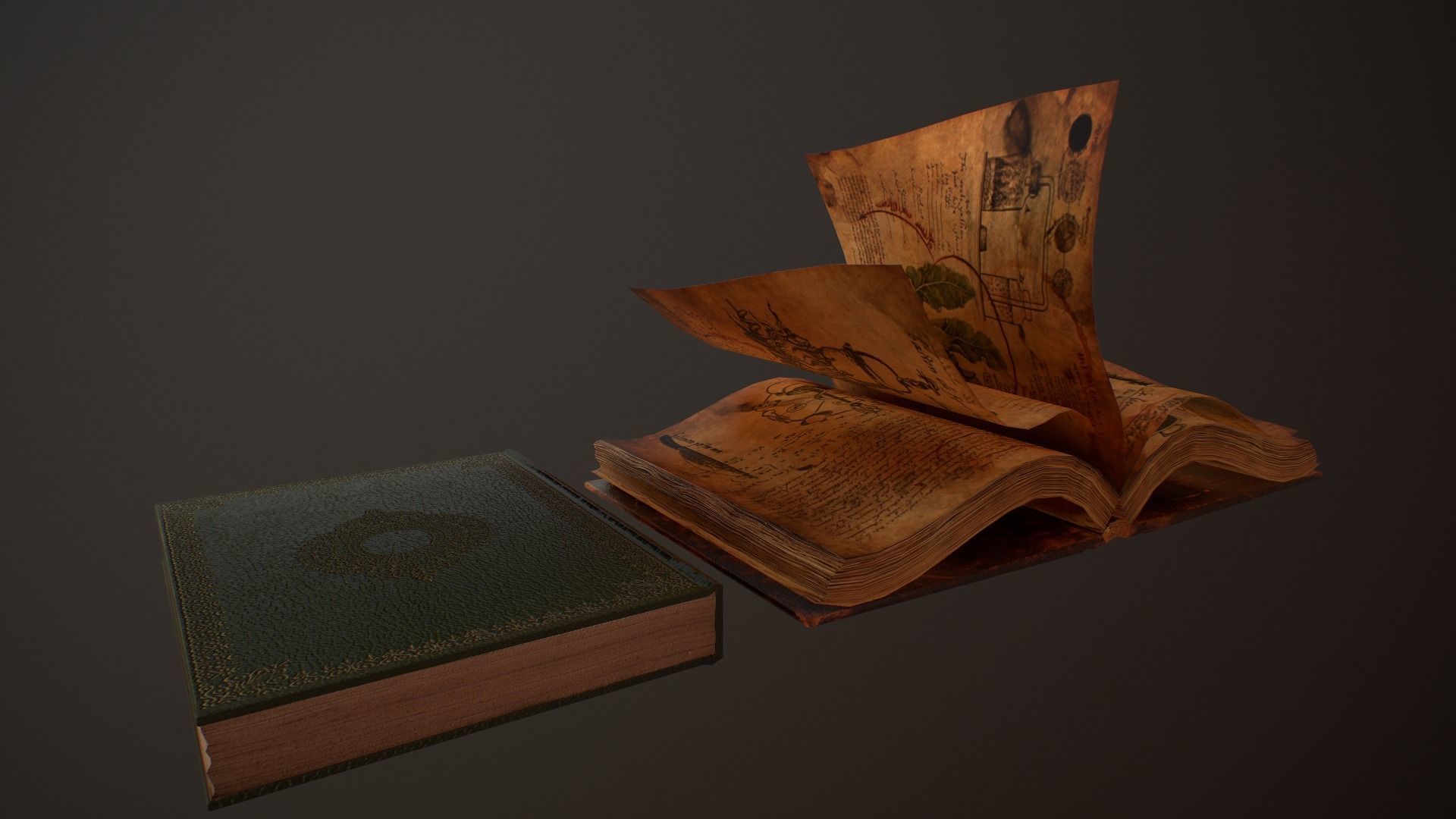 Old Books and Boxes Low-poly 3D model_47
