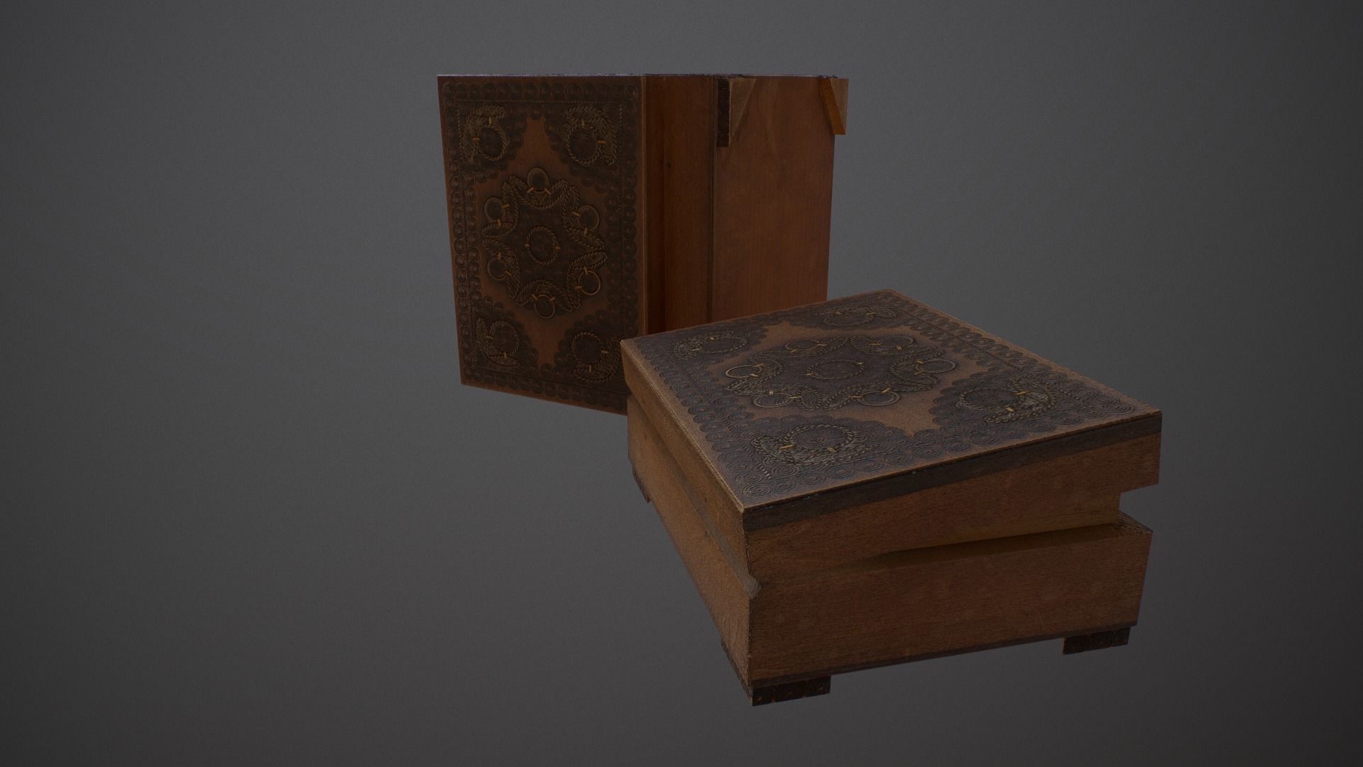 Old Books and Boxes Low-poly 3D model_16