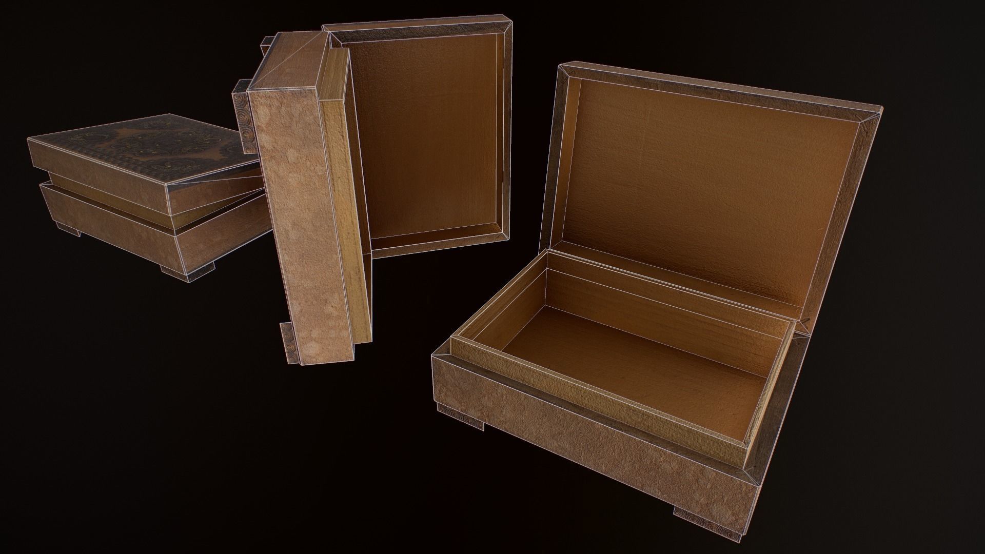 Old Books and Boxes Low-poly 3D model_22