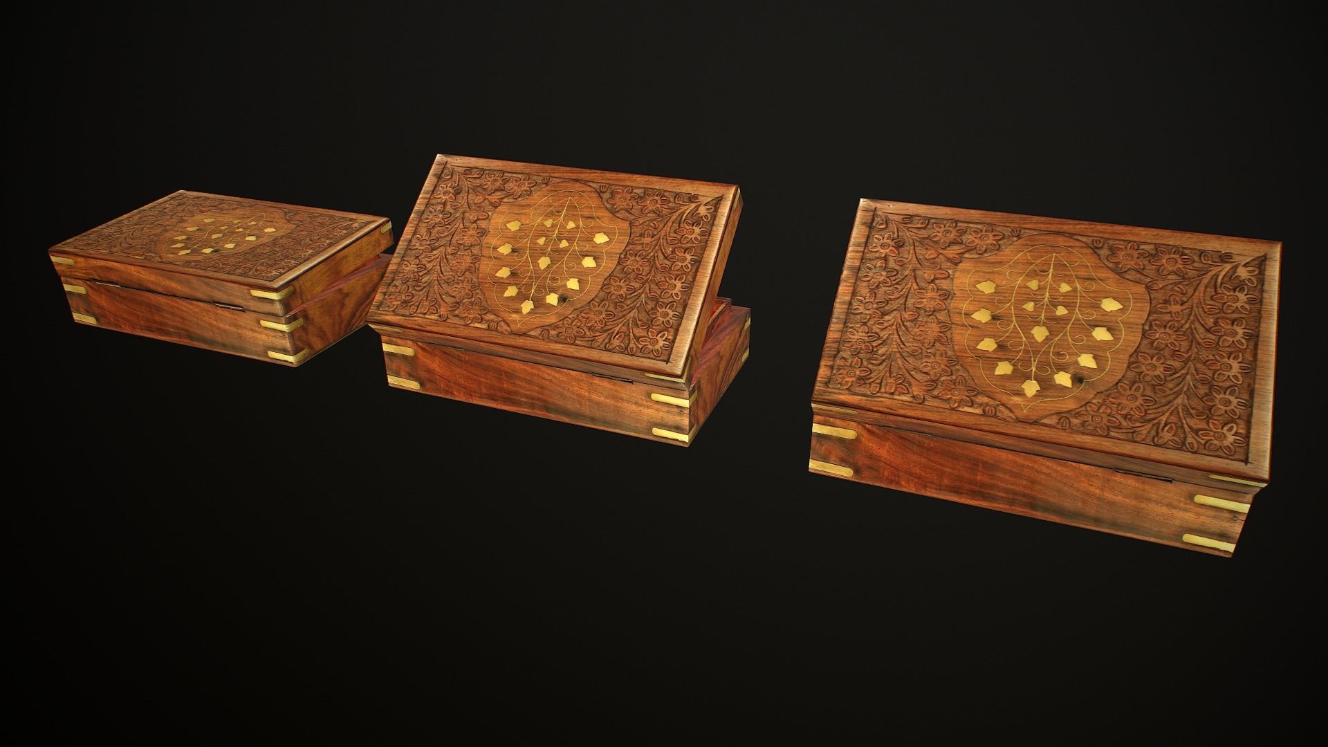 Old Books and Boxes Low-poly 3D model_39