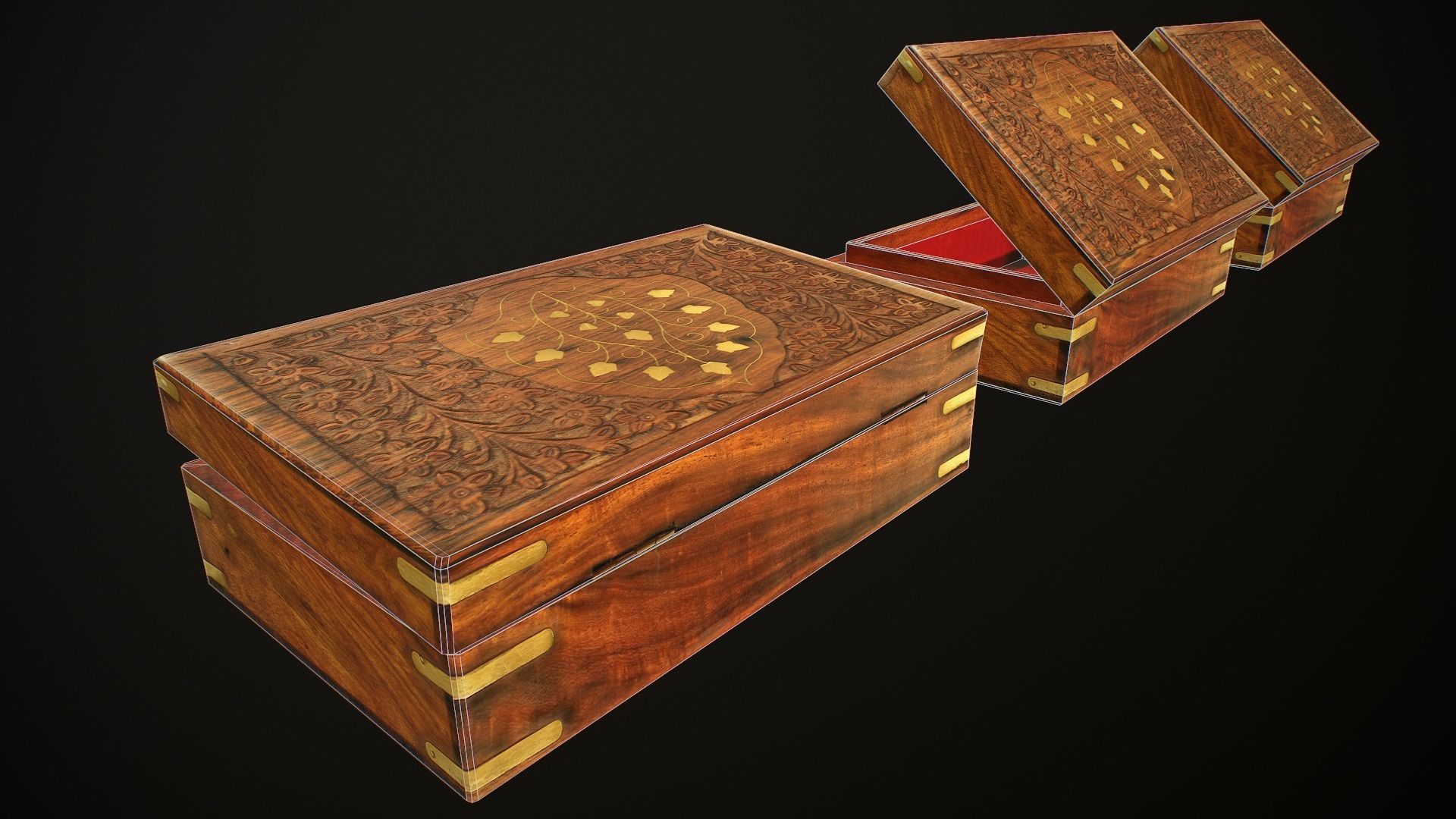 Old Books and Boxes Low-poly 3D model_46