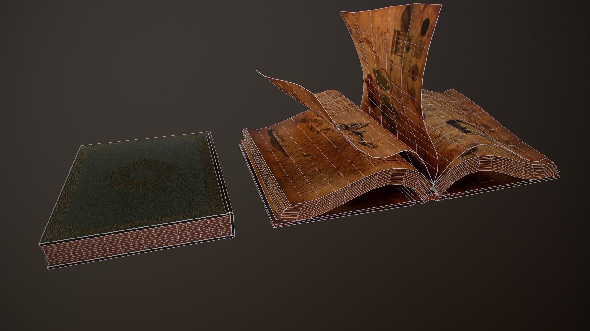 Old Books and Boxes Low-poly 3D model_52