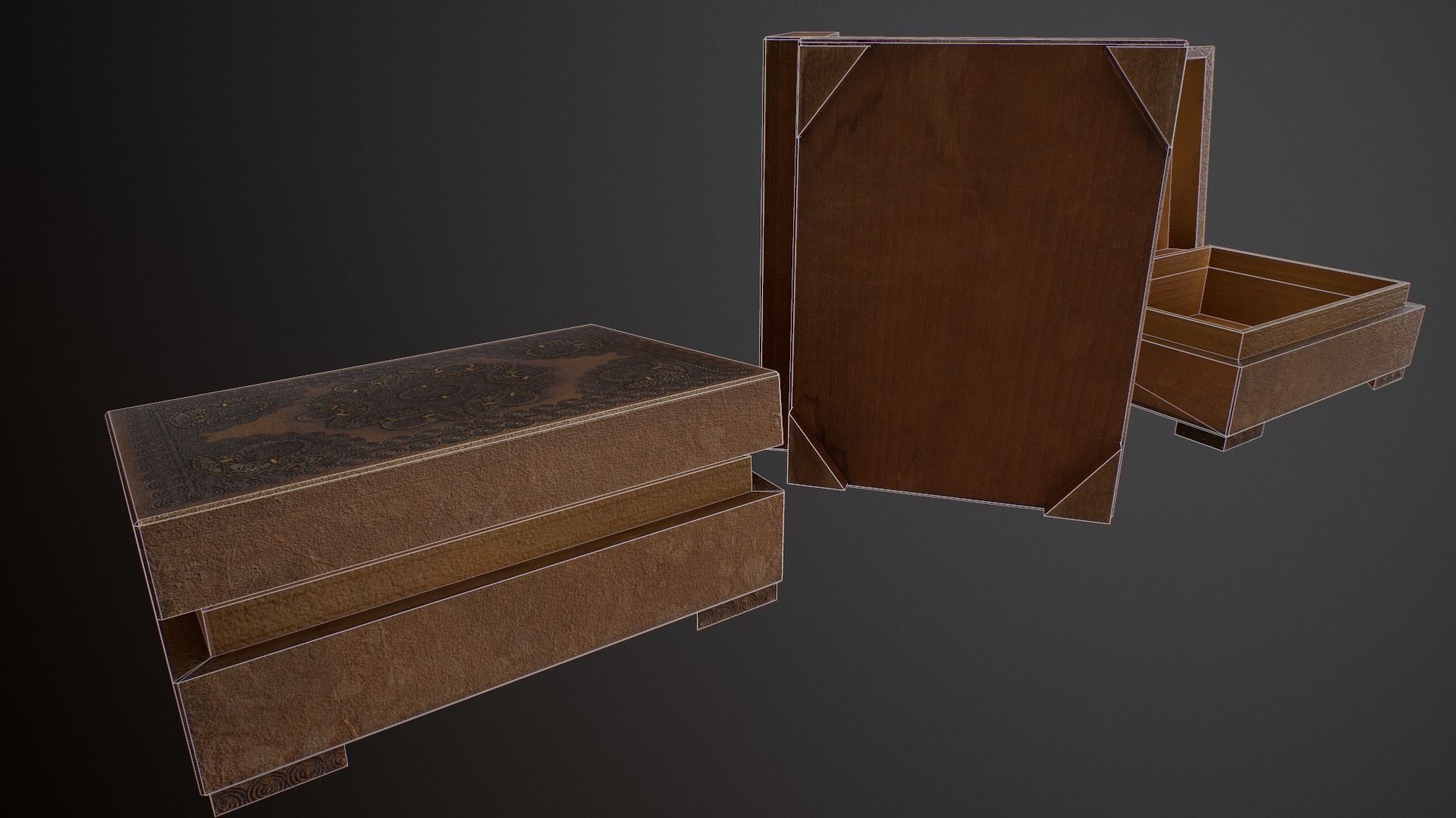 Old Books and Boxes Low-poly 3D model_25