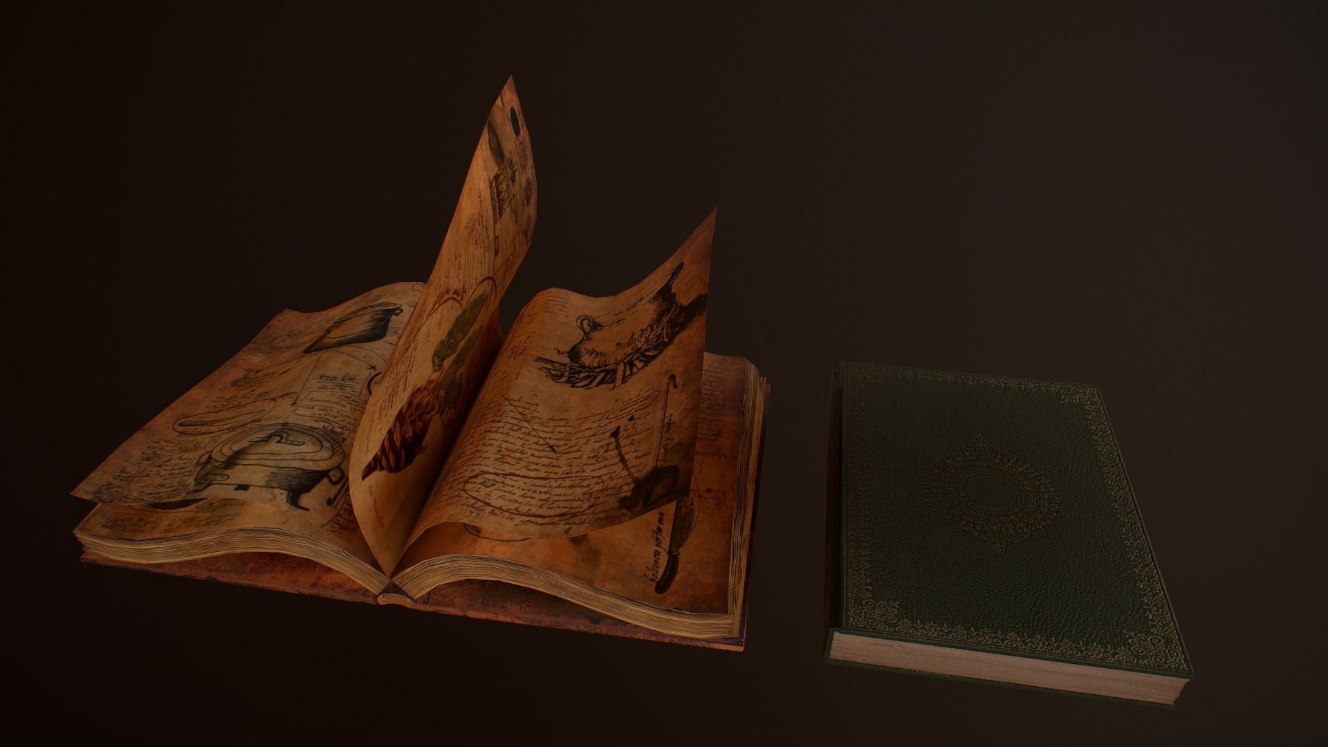 Old Books and Boxes Low-poly 3D model_42