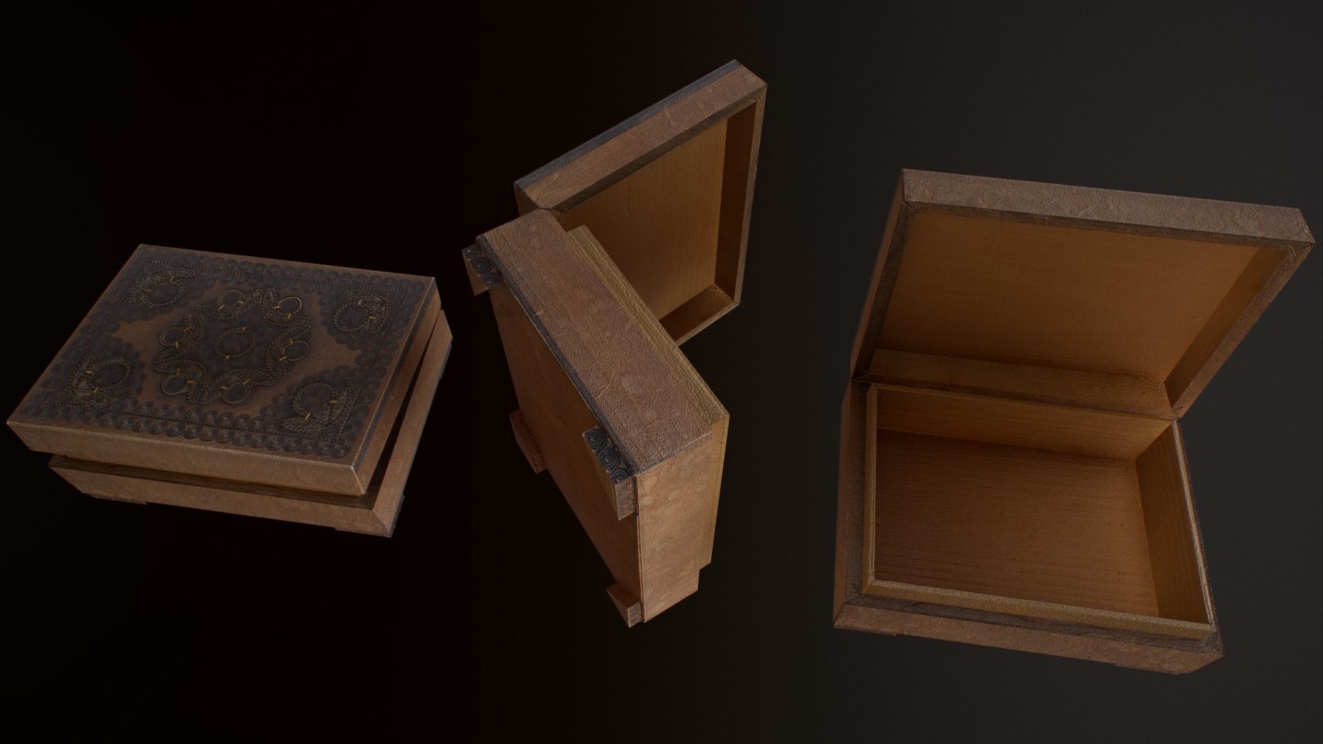 Old Books and Boxes Low-poly 3D model_17