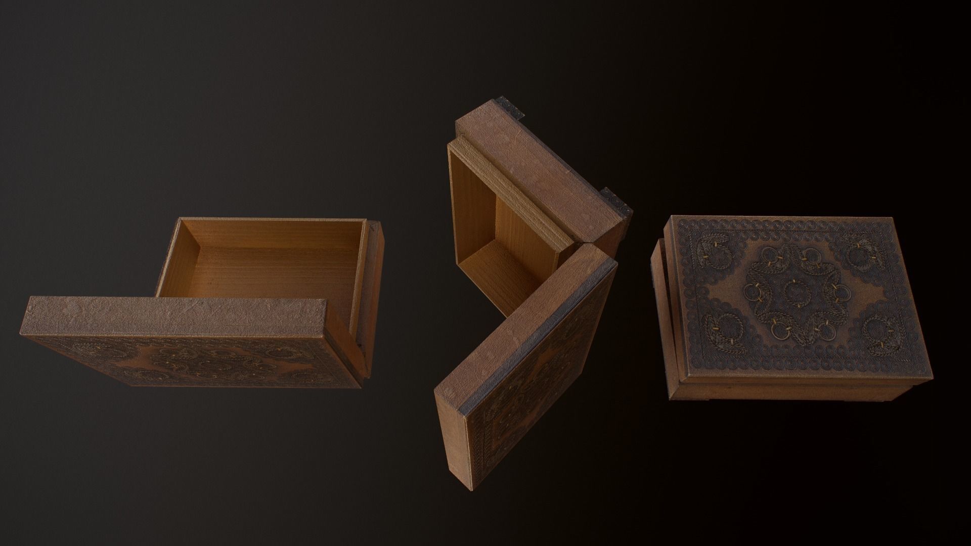 Old Books and Boxes Low-poly 3D model_20