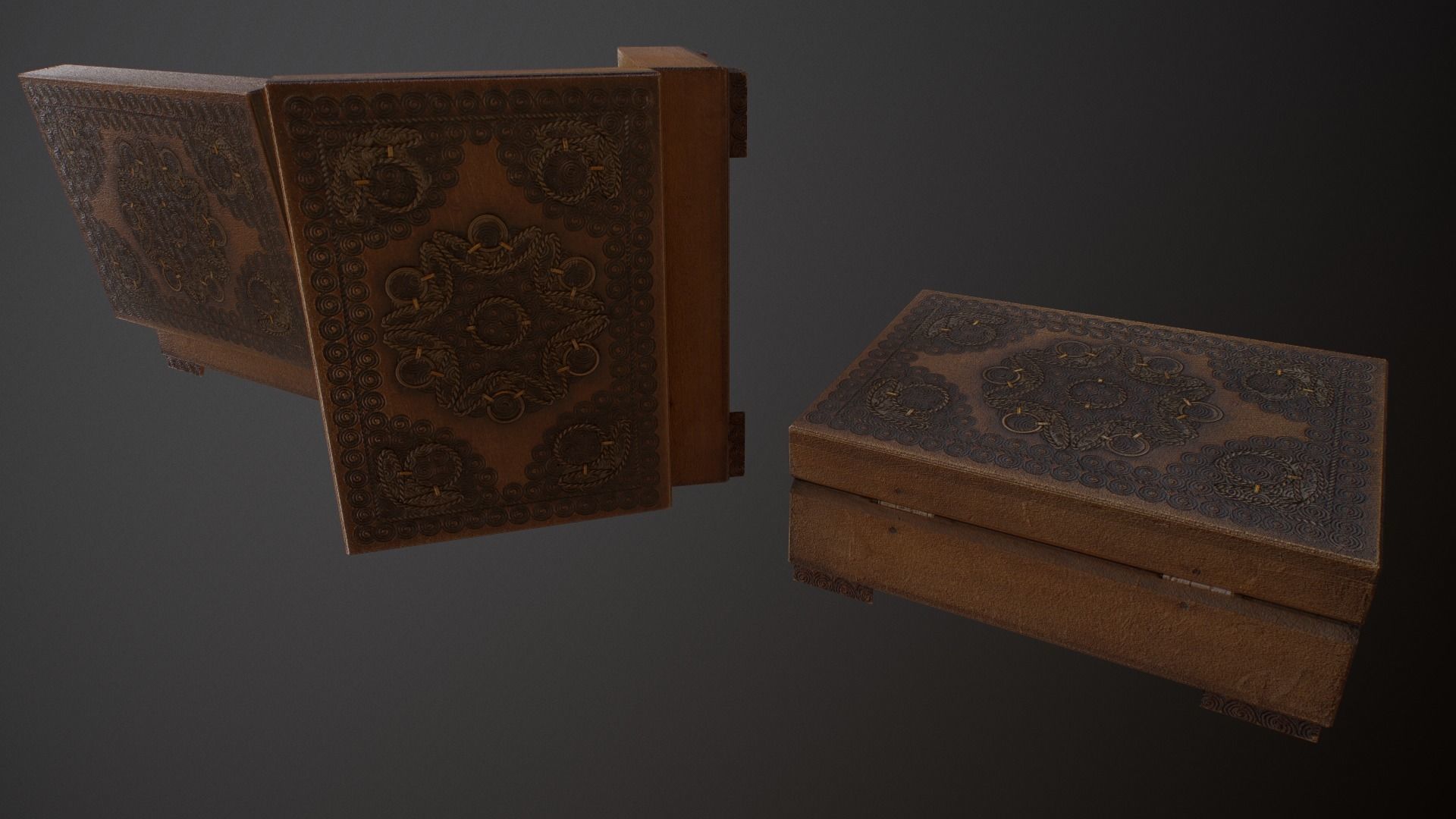Old Books and Boxes Low-poly 3D model_13