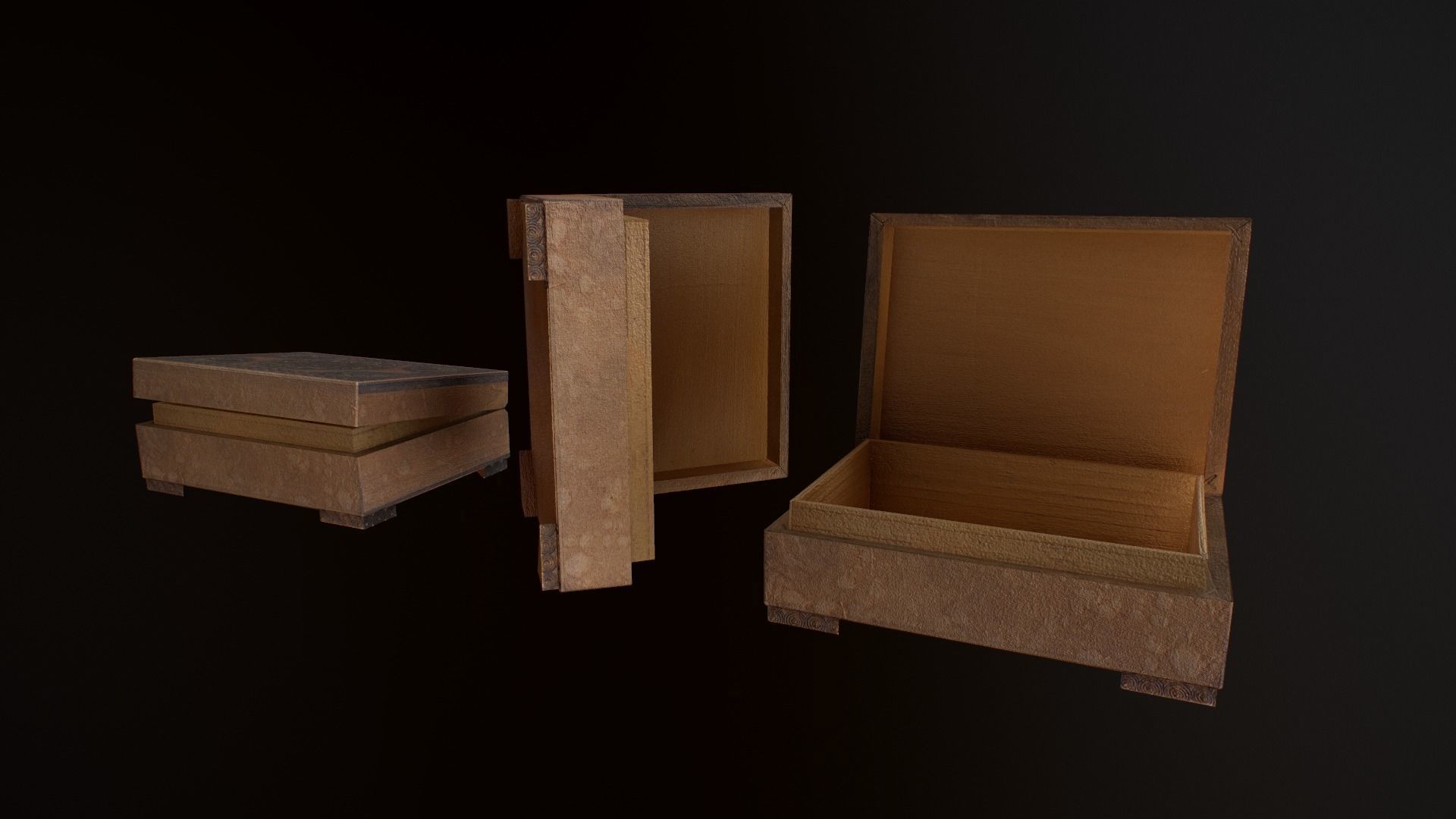 Old Books and Boxes Low-poly 3D model_11