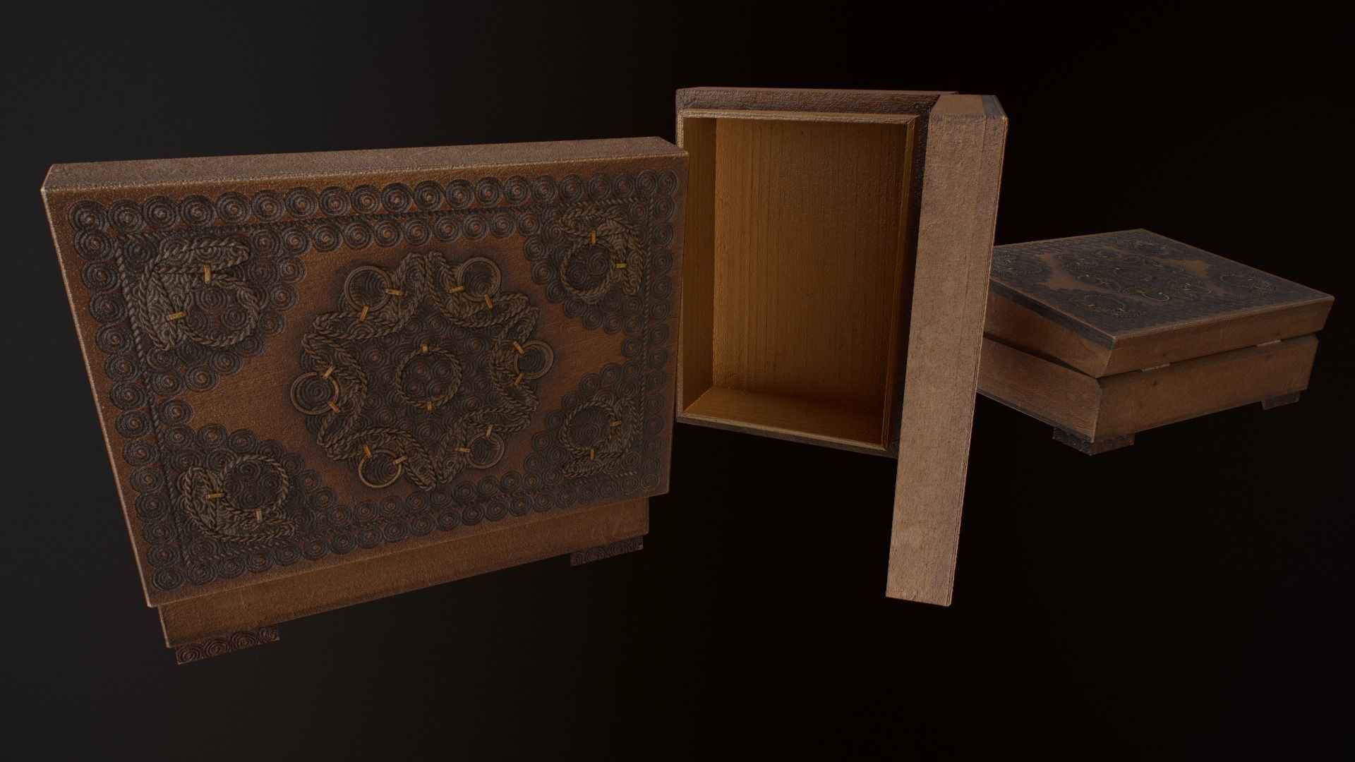 Old Books and Boxes Low-poly 3D model_15