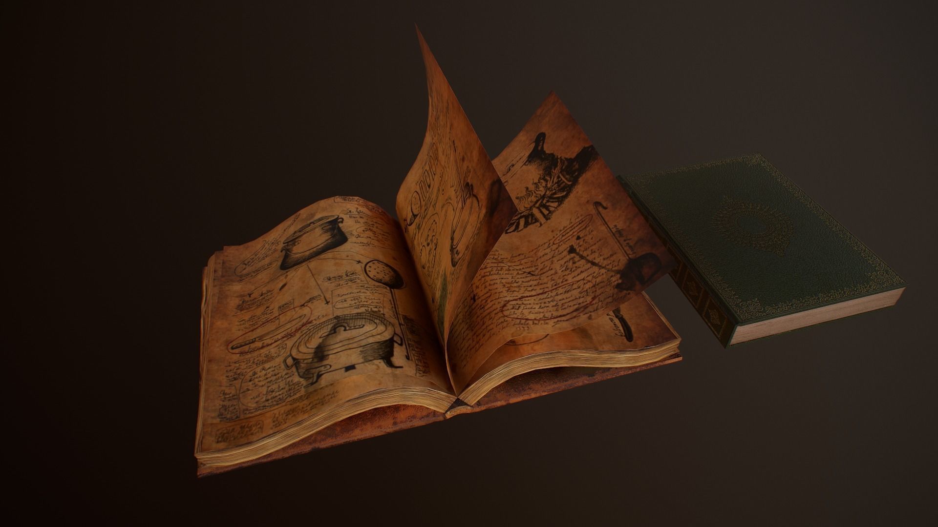 Old Books and Boxes Low-poly 3D model_55