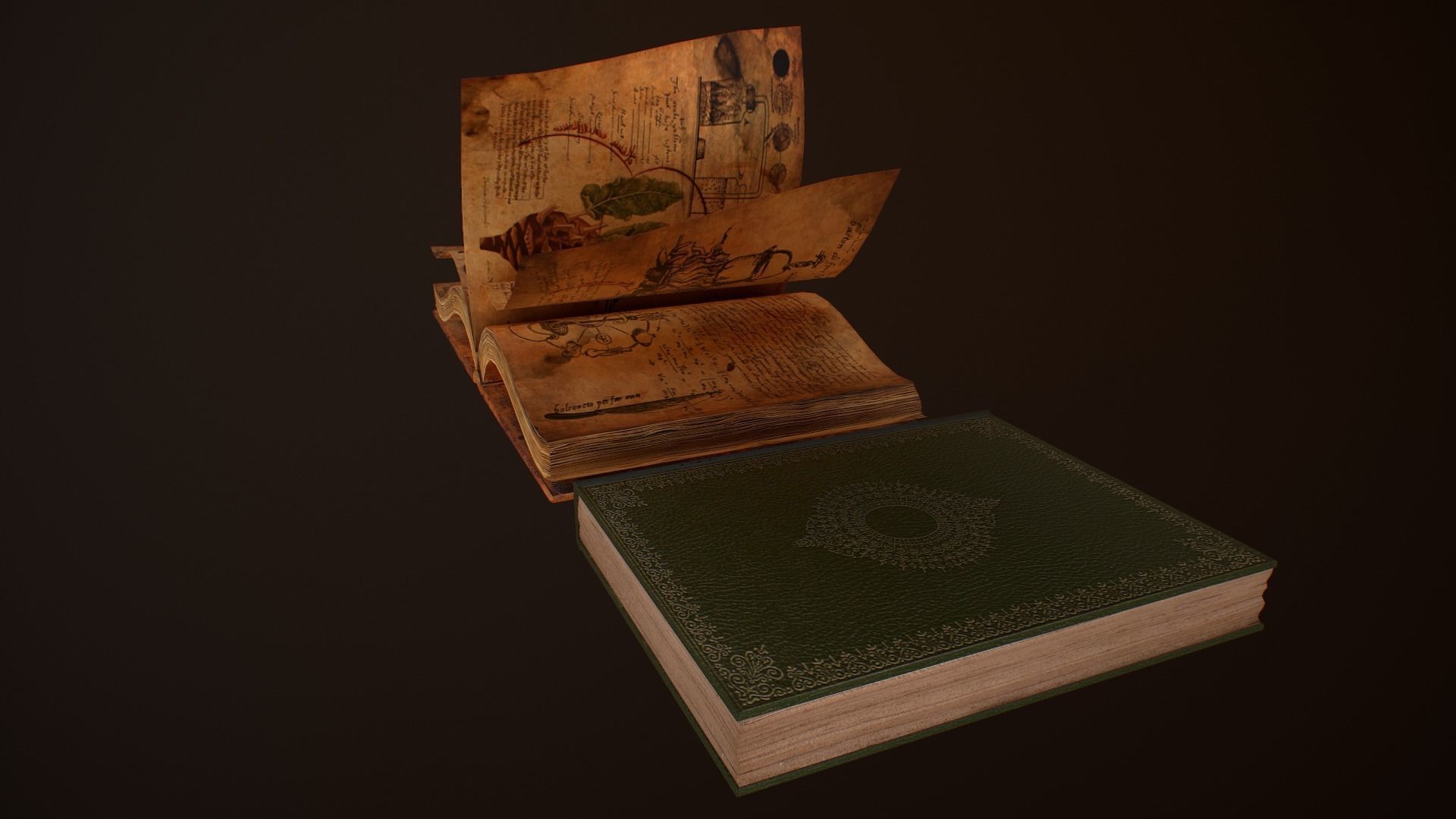 Old Books and Boxes Low-poly 3D model_44