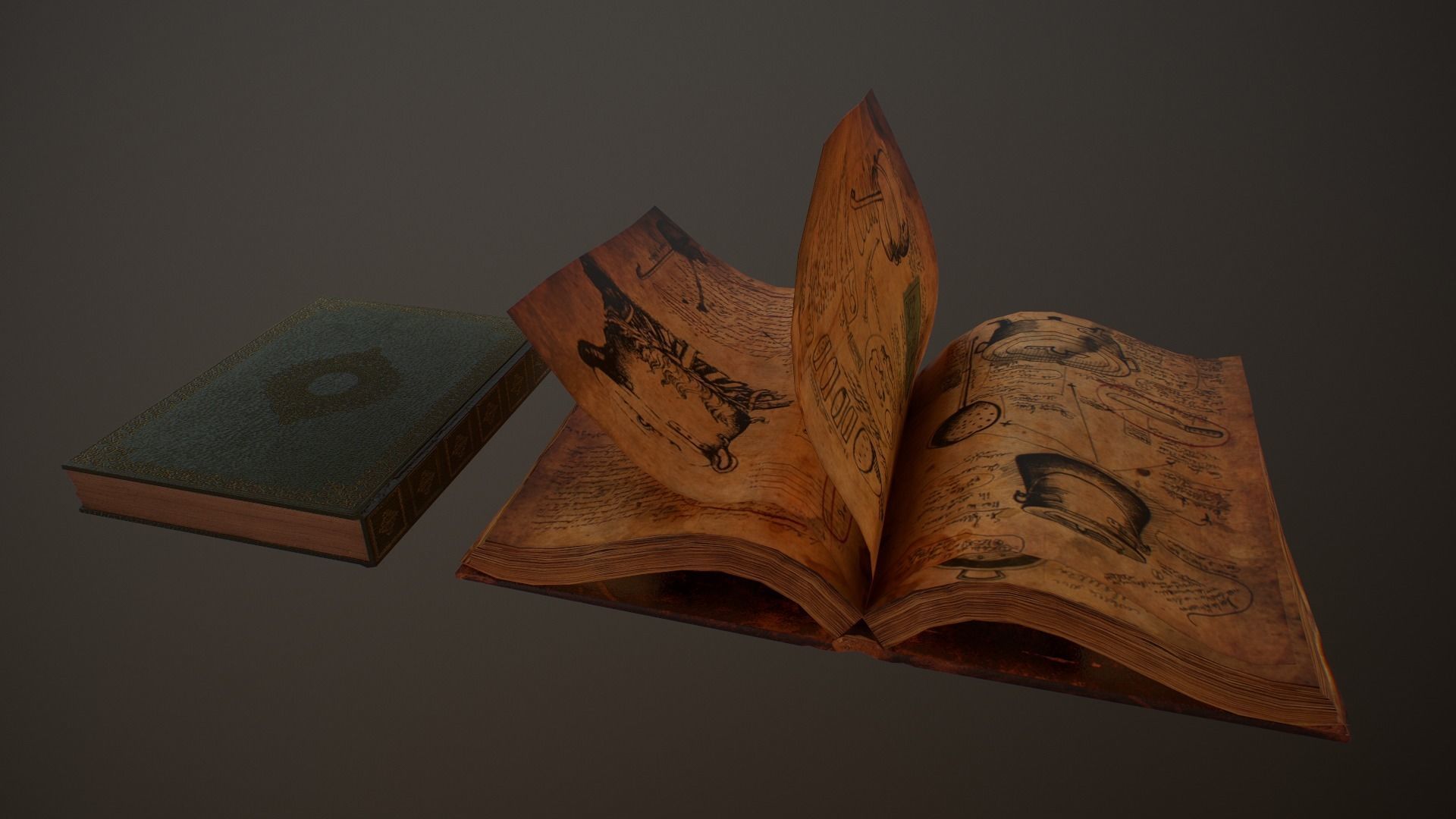 Old Books and Boxes Low-poly 3D model_49