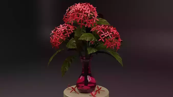 Ixora flower vase 3D model