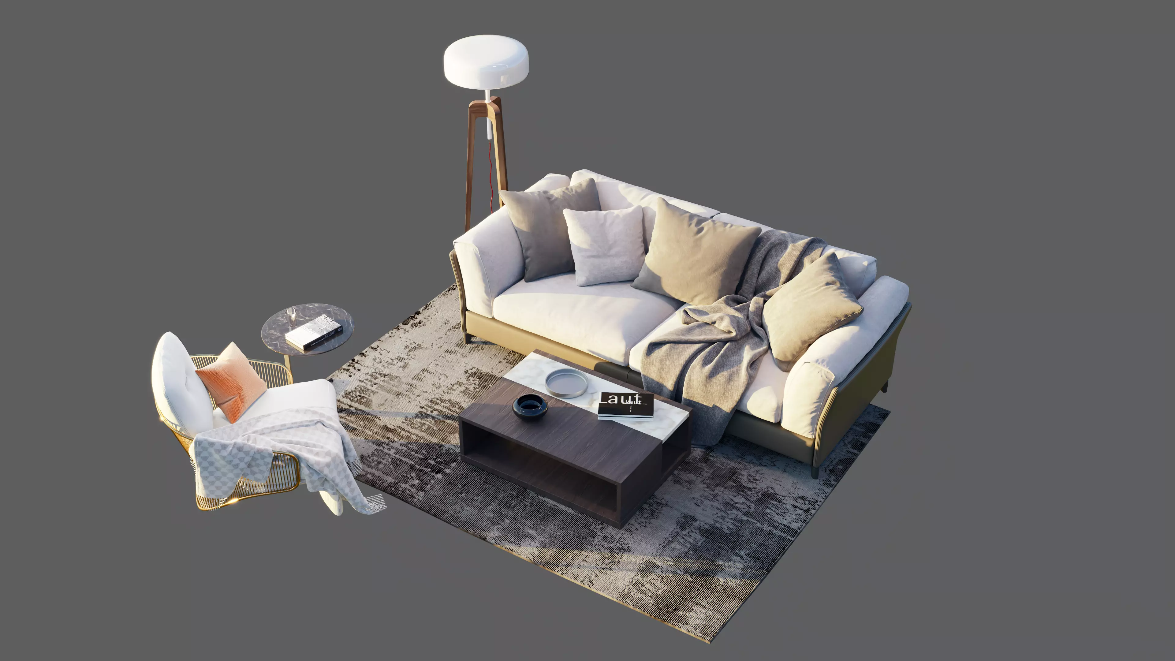 Sofa Set Vray 3D model_0