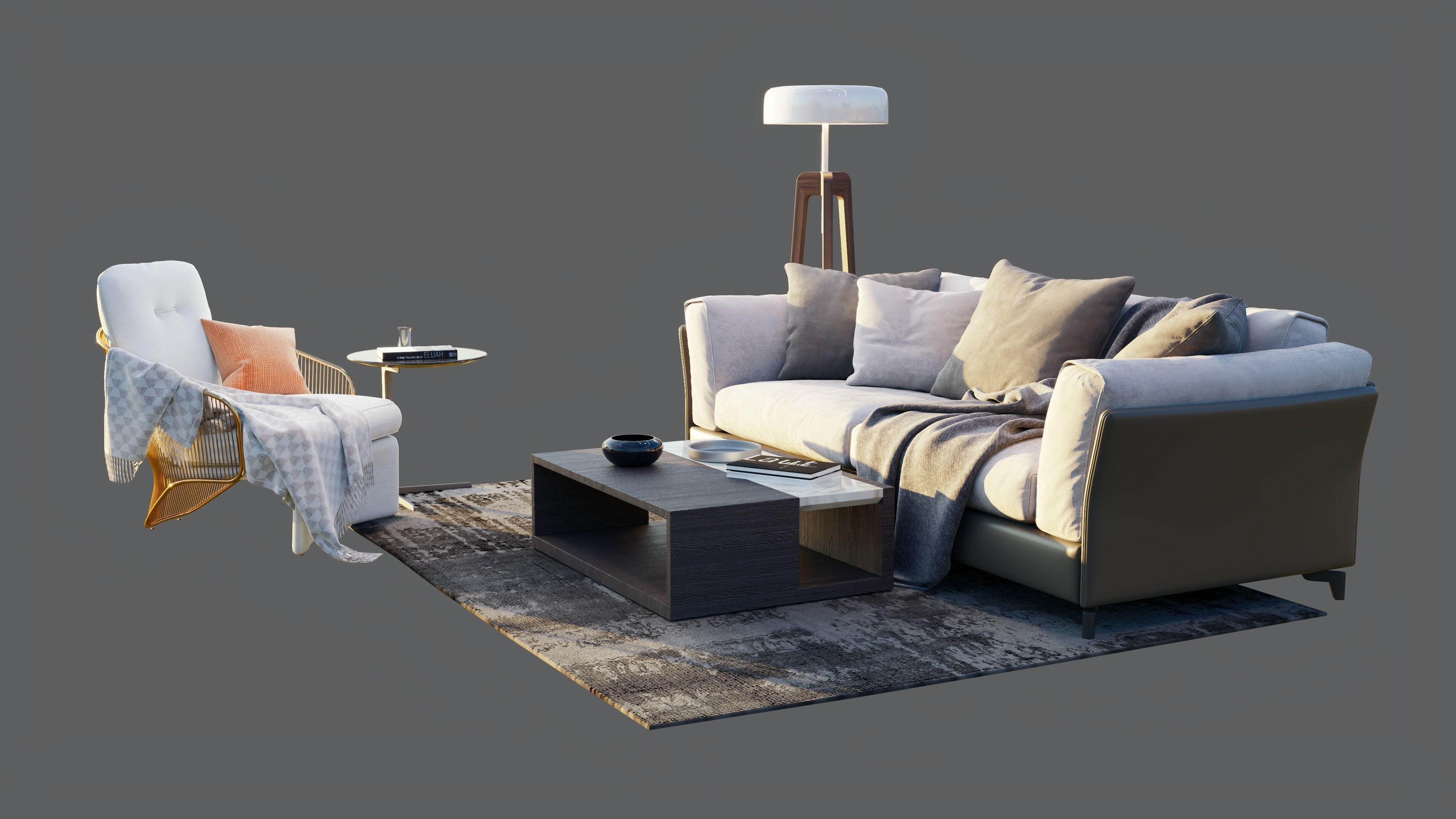 Sofa Set Vray 3D model_1