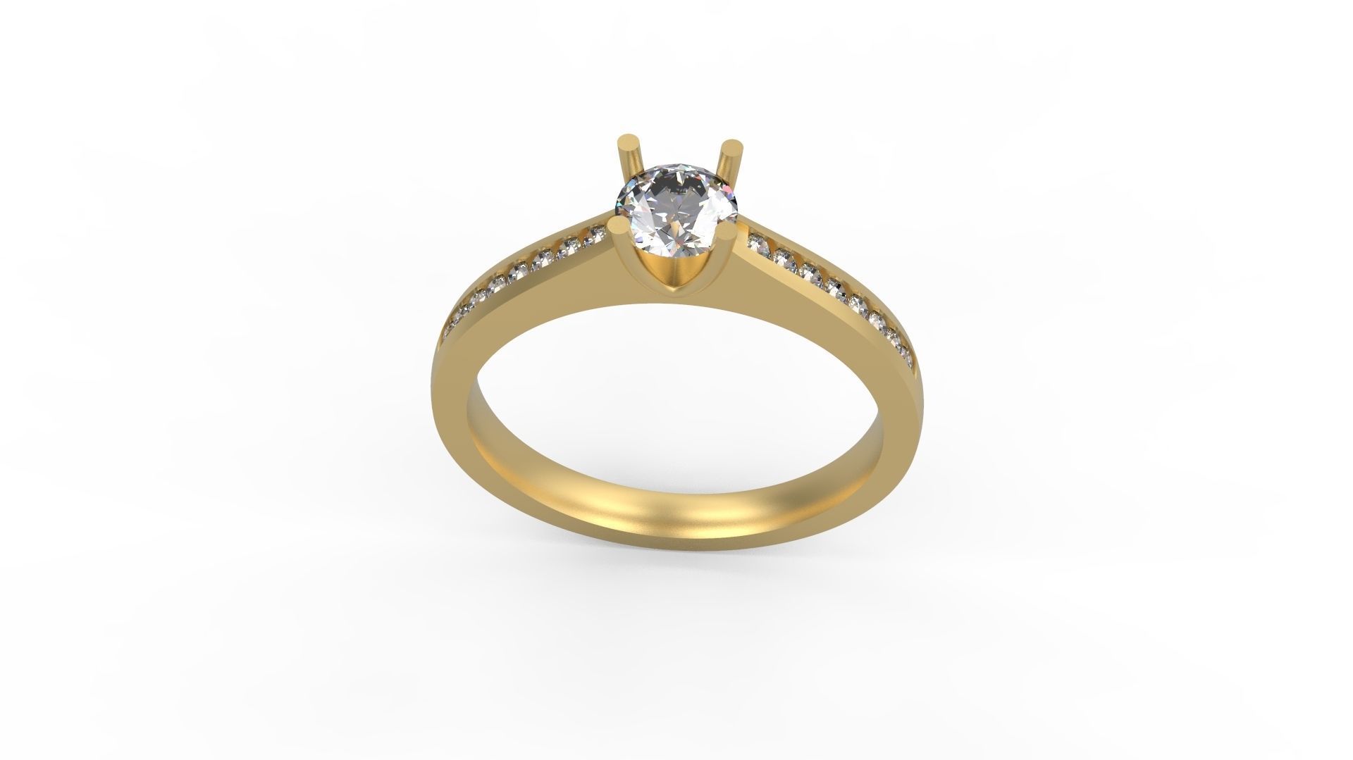 Woman Solitaire Ring 678 3D print model_3