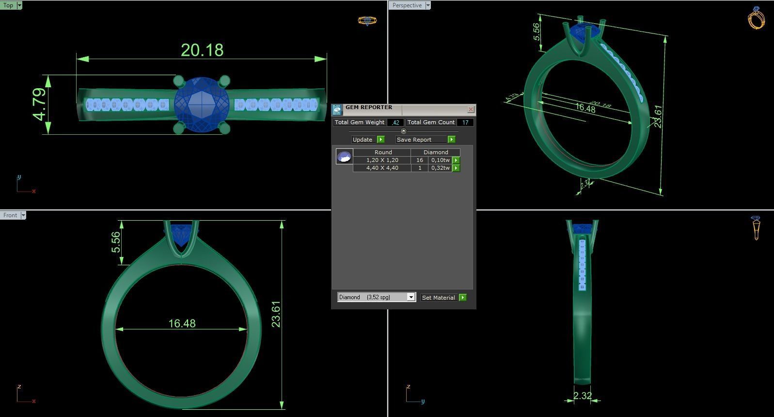 Woman Solitaire Ring 678 3D print model_5