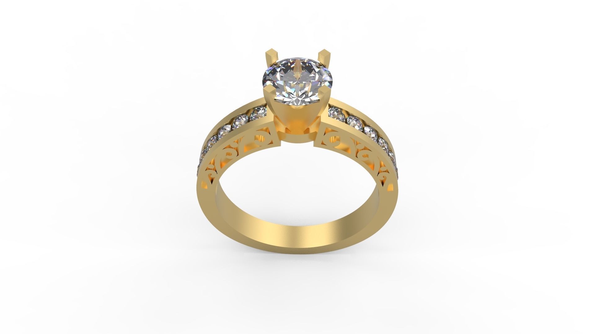Woman Solitaire Ring 685 3D print model_3