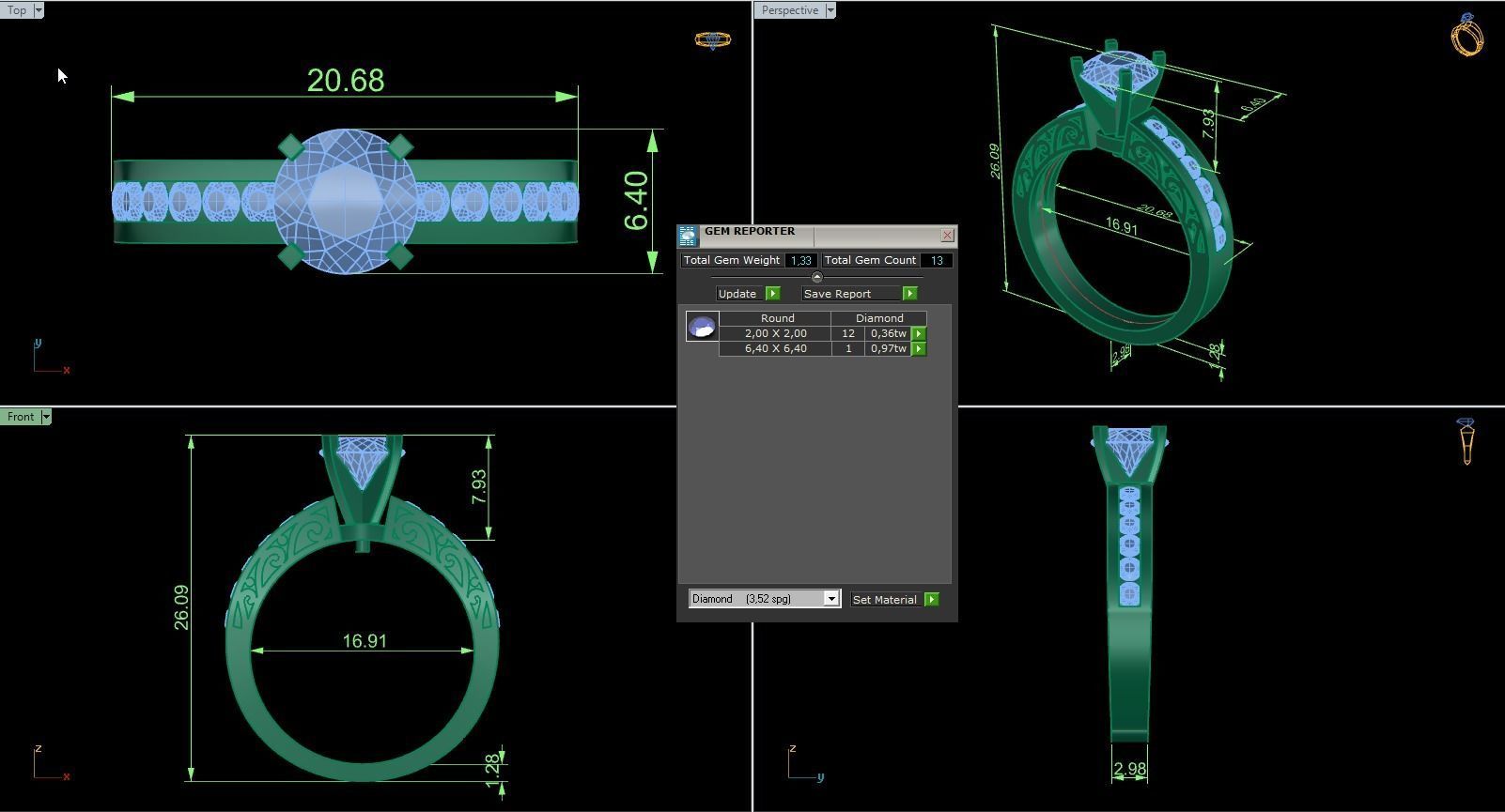 Woman Solitaire Ring 685 3D print model_5