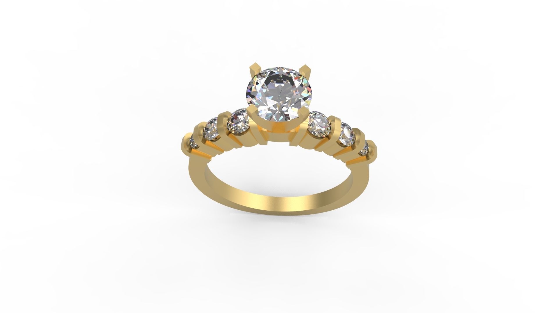 Woman Solitaire Ring 696 3D print model_3