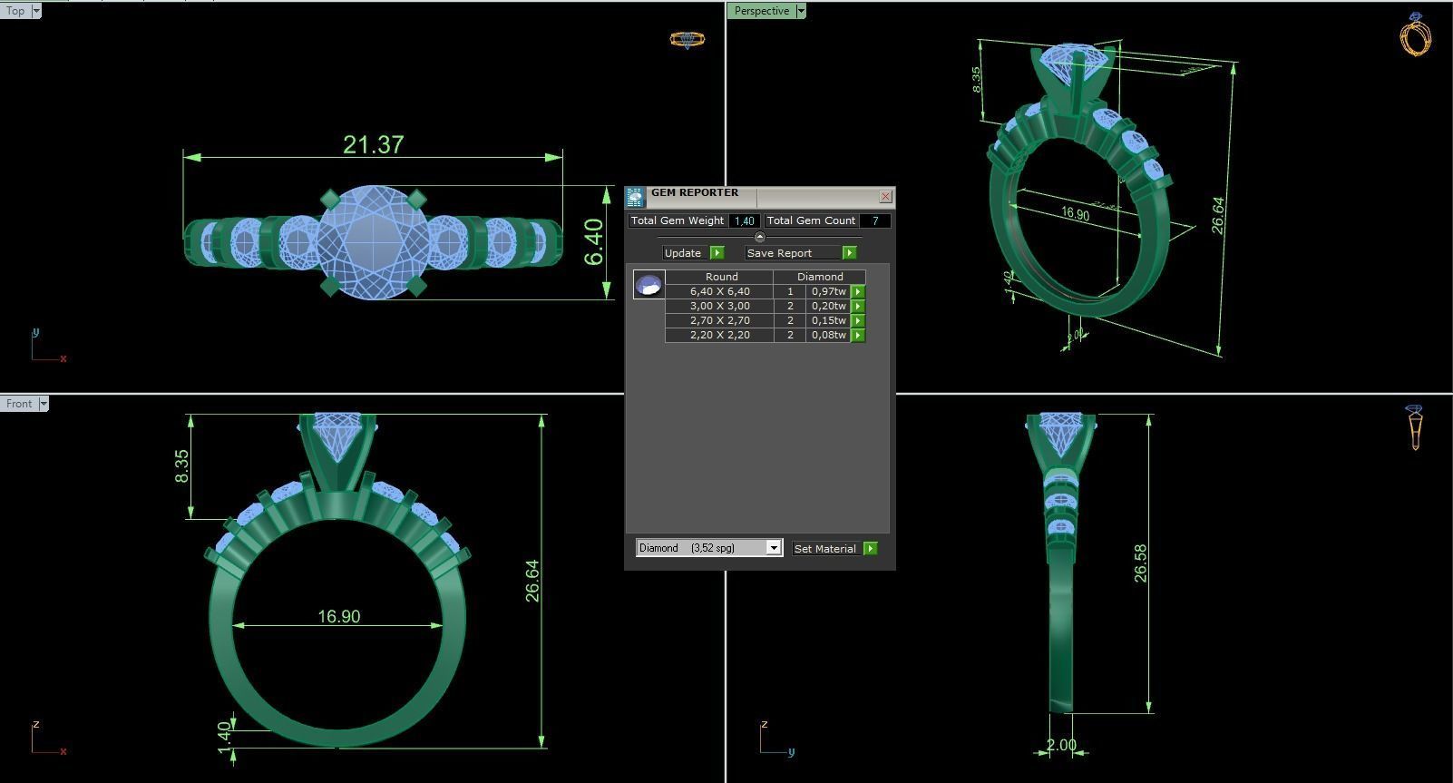 Woman Solitaire Ring 696 3D print model_5