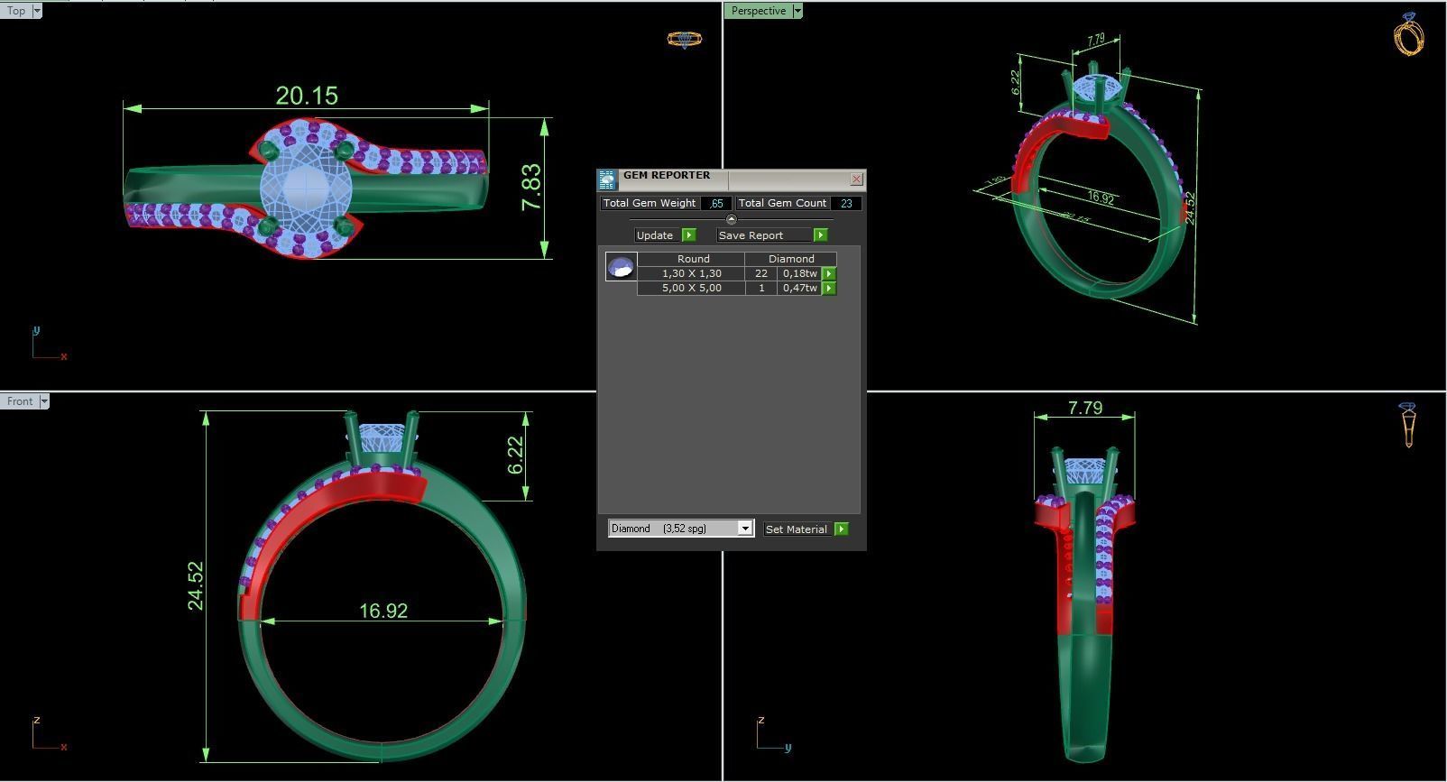 Woman Solitaire Ring 702 3D print model_5