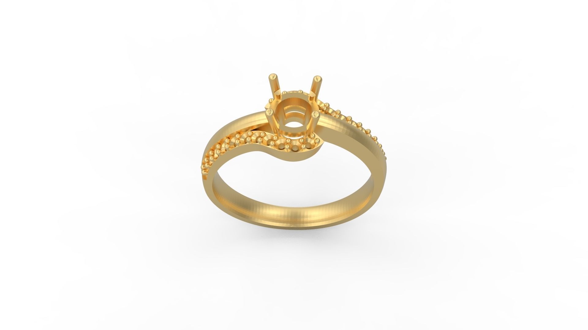 Woman Solitaire Ring 702 3D print model_3