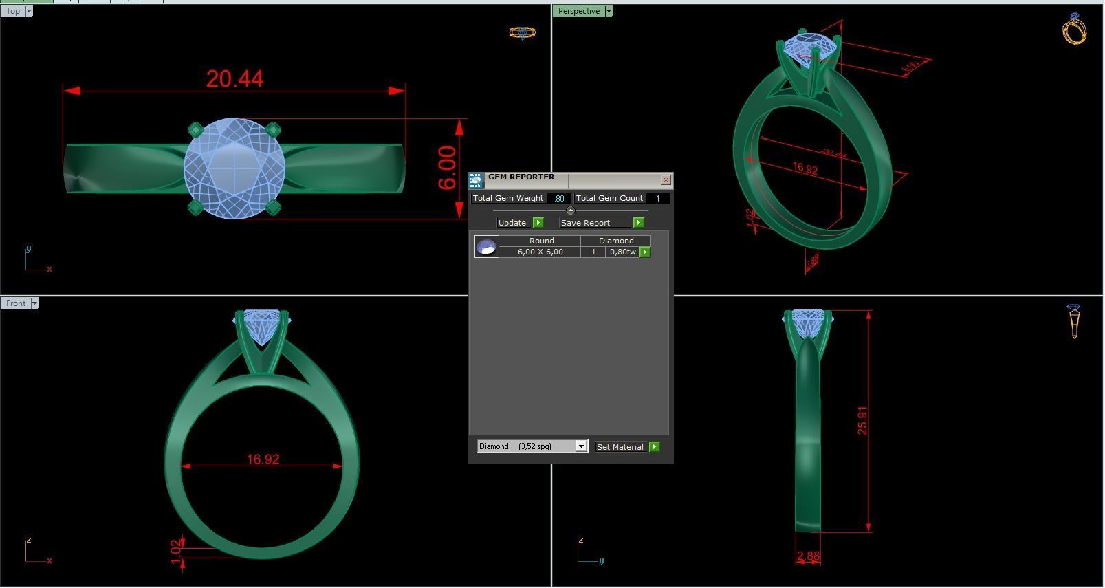 Woman Solitaire Ring 705 3D print model_5