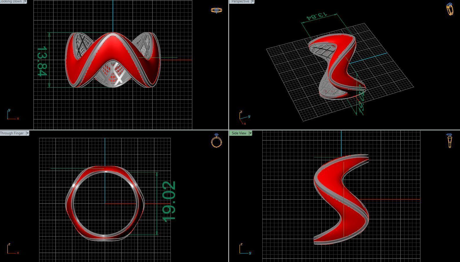 Direct casting mina gold bracelet and ring 3D model_5