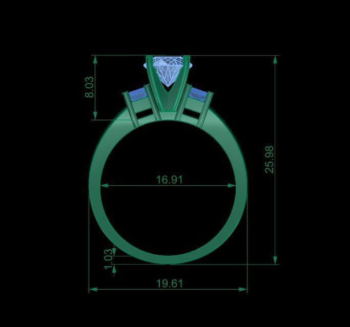 Woman Solitaire Ring 652 3D print model_5