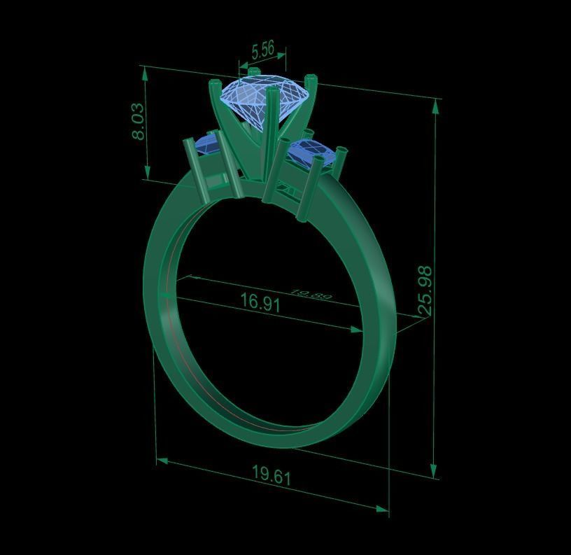 Woman Solitaire Ring 652 3D print model_8