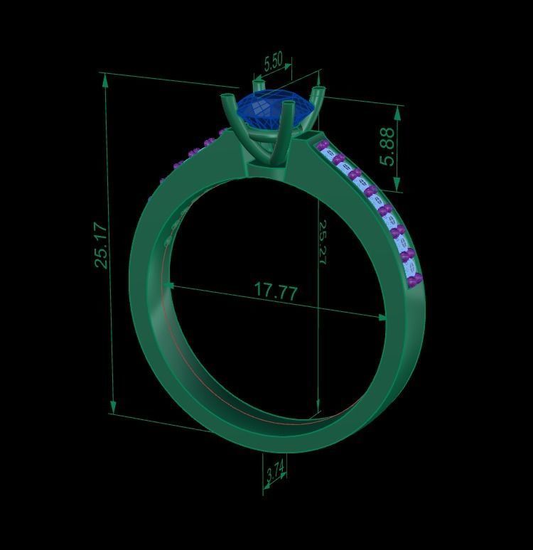 Woman Solitaire Ring 654 3D print model_8