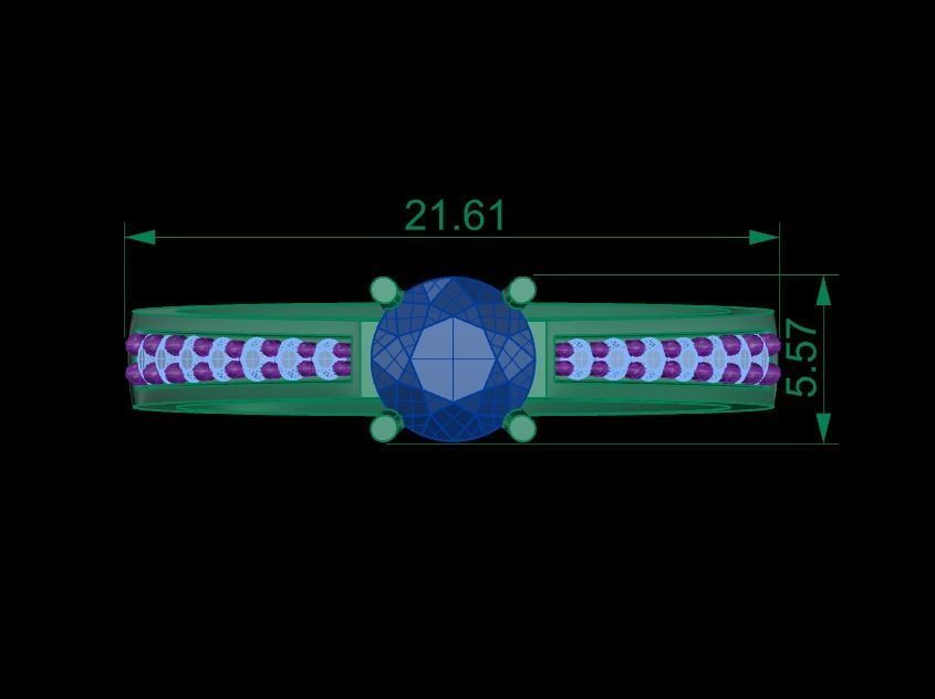 Woman Solitaire Ring 654 3D print model_5