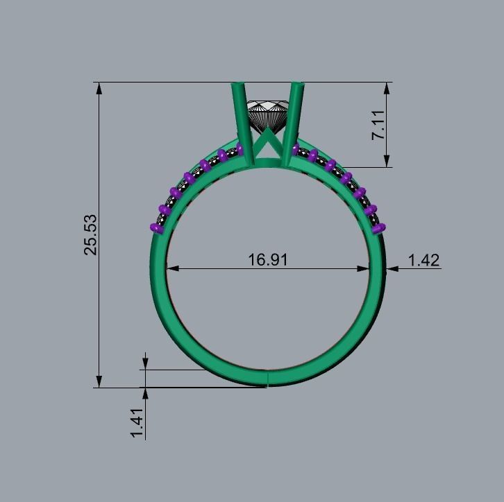 Woman Solitaire Ring 642 3D print model_5