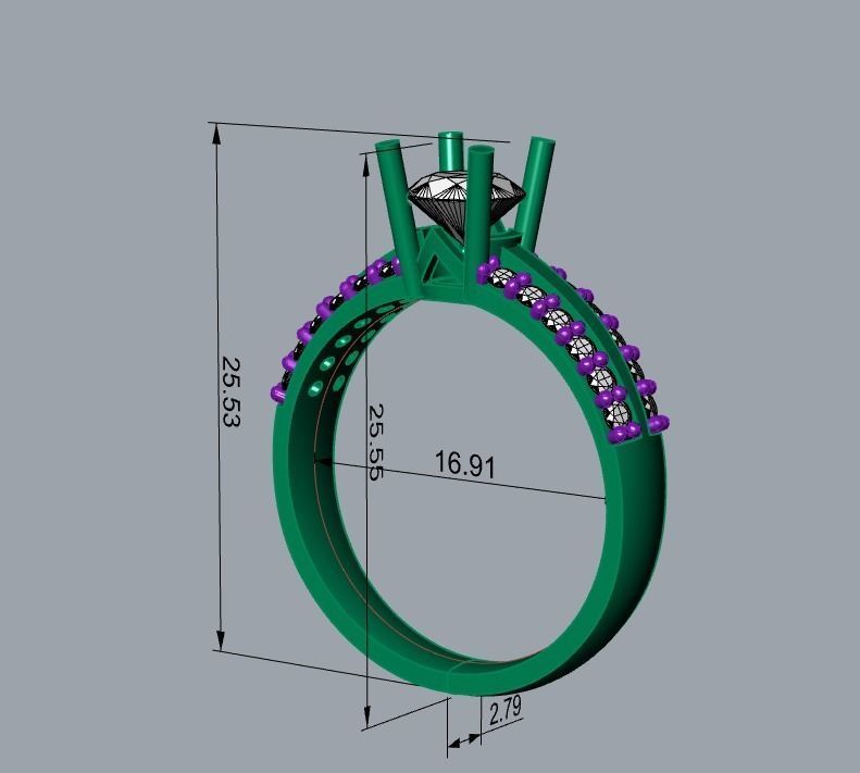 Woman Solitaire Ring 642 3D print model_8