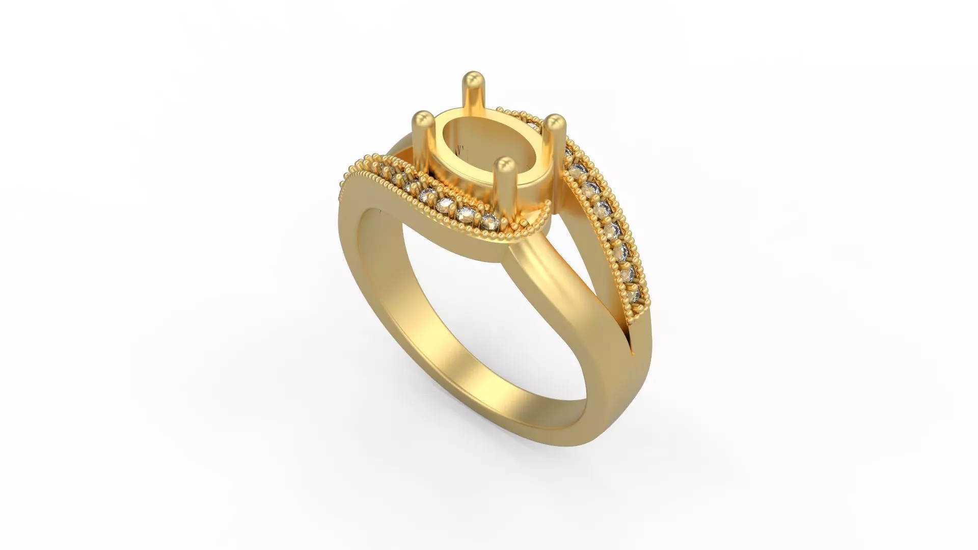 Woman Solitaire Ring 664 3D print model_0