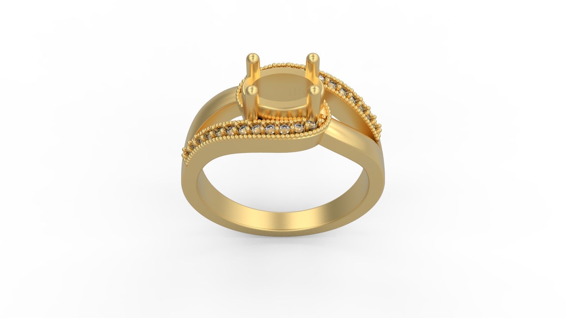 Woman Solitaire Ring 664 3D print model_3